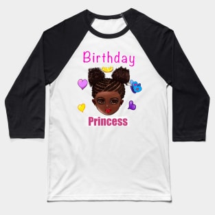 Birthday Princess Girls Birthday Party African American black girl Baseball T-Shirt